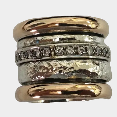 Tyk vintage guld og sølv ring